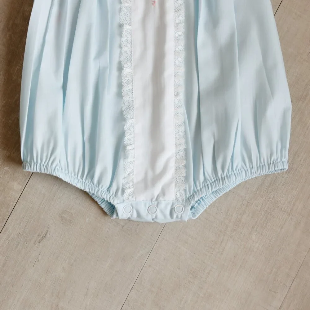 Blue Heirloom Bubble Romper Hand-Embroidery Boutique Size Preemie NEW WITH TAG